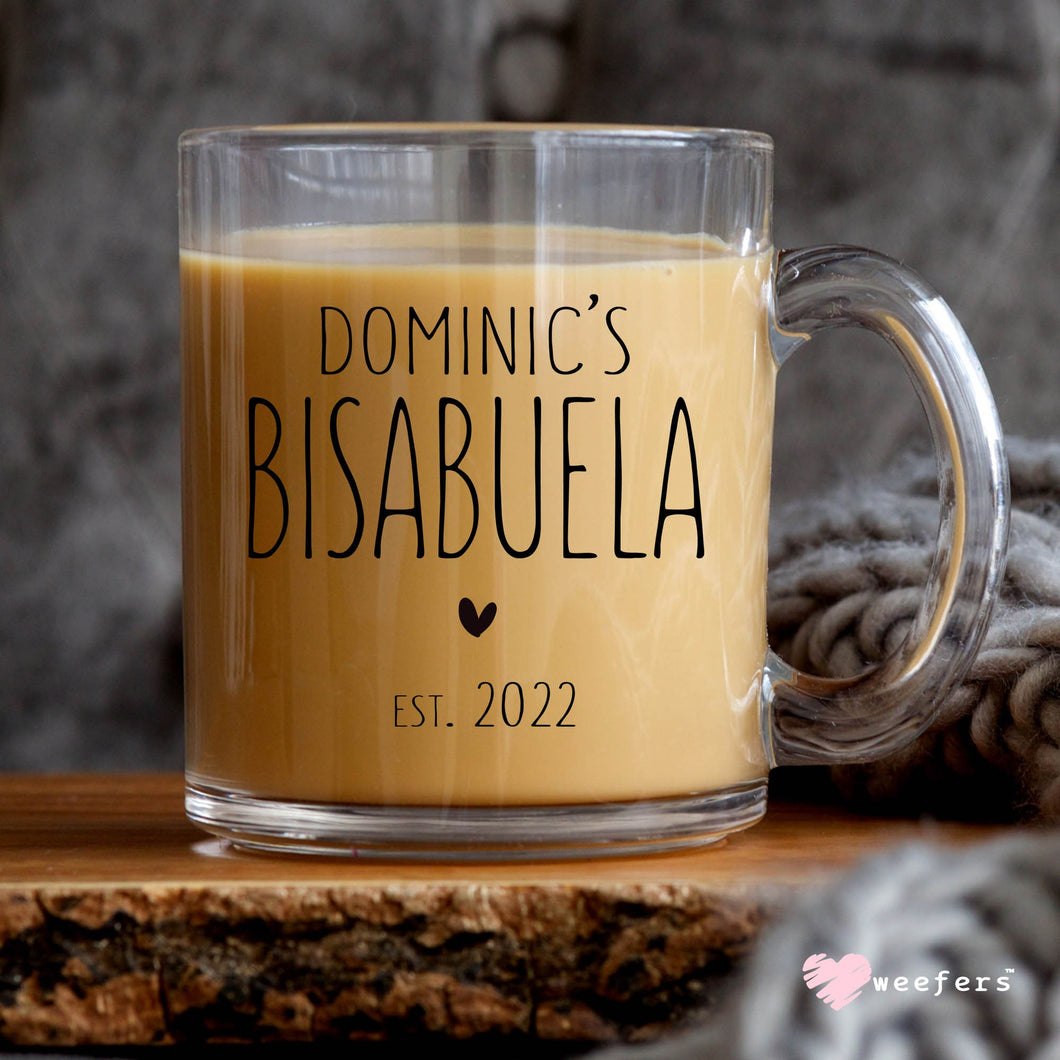Custom Bisabuela Coffee Mug, Bisabuela Mug, Personalized Bisabuela Pregnancy Announcement, Glass Coffee Mug, Spanish Mugs