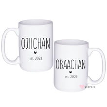 Load image into Gallery viewer, Couples Japanese Grandma Mug - Obaachan Coffee cup - Ojiichan Coffee mug set -  Obaachan tea cup - New Obaachan Grandparents Gift
